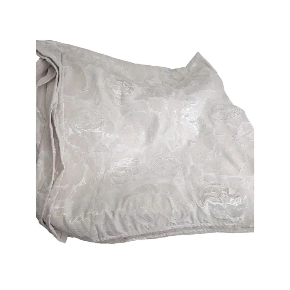STUNNING GORGEOUS PINK/SILVER BIG ROSES W/SATIN SHEEN FABRIC SHOWER CURTAIN!